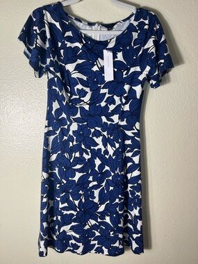 Ann Taylor Blue and White Floral Mini Dress size 2